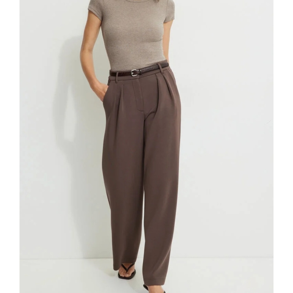 Dynamite Brown High-Waisted Trousers with Wide-Leg Silhouette